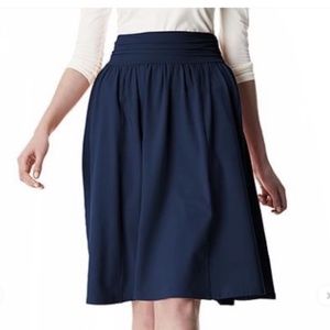Eshakti Pleat Waist Cotton Jersey Skirt, Size 14, NWOT, Deep Navy